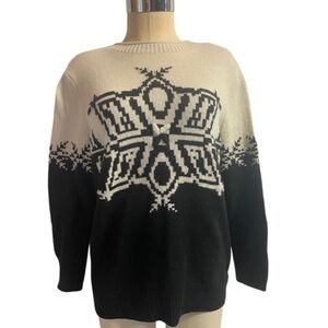 Talbots Petite wool blend sweater. Cream and black. Super cute!